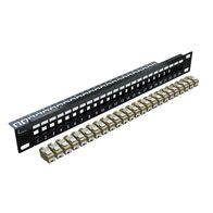 CERTECH 24 Port 19" Cat6A Shielded Patch Panel, Complete with 24 x Cat6A Shuttered Keystone Jacks