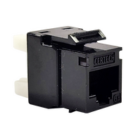 CERTECH Cat6A UTP Keystone Jack, Punch Down / Rapid Tool Termination, Rear Entry - 24pc Pack. Colour: Black