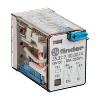 Finder 55 Series Miniature GP Relay 10A 2CO 110V DC Coil with PB plus LED plus Mech Indicator