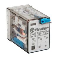 Finder 55 Series Miniature GP Relay 10A 2CO 32V DC Coil with PB plus LED plus Mech Indicator