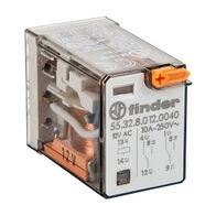 Finder 55 Series Miniature GP Relay 10A 2CO 12V AC Coil with PB plus LED plus Mech Indicator