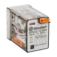 Finder 55 Series Miniature General Purpose Relay 7A 4CO 110V AC Coil with PB plus LED plus Mech Ind