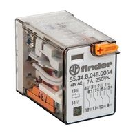 Finder 55 Series Miniature General Purpose Relay 7A 4CO 48V AC Coil with PB plus LED plus Mech Ind