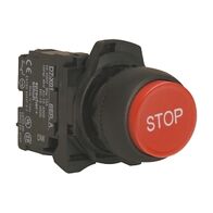 Sprecher and Schuh D7 Pushbutton 22.5 mm Hangsell Pack Plastic MOM Flush Red Cap STOP Non Ill 1NC