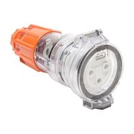 NHP ISO Extension Socket, 3 Round Pins 20A 250V AC, Electric Orange