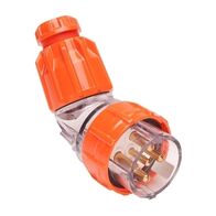 NHP ISO Plug - Angled, 5 Round Pins, 50A 500V AC, Electric Orange