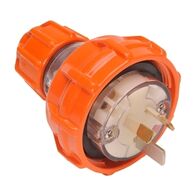NHP ISO Plug - Straight, 3 Flat Pins, 15A 250V AC, Electric Orange