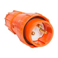 NHP ISO Plug - Straight, 3 Round Pins, 32A 250V AC, Resistant Orange