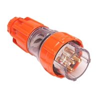 NHP ISO Plug - Straight, 5 Round Pins, 50A 500V AC, Electric Orange