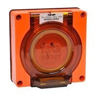 NHP ISO Socket Outlet, 3 Flat Pins 20A 250V AC, w/o Base, Resistant Orange