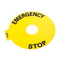 Allen-Bradley 800F Legend Plate 90mm Round Emergency Stop Yellow with Black Text