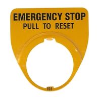 Austrol N100 Legend Plate Emerg Stop Pull To Reset Yellow for E Stop Mushroom