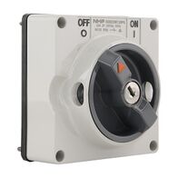 NHP ISO Surface Switch - Key, Lock in ON/OFF, 2 Pole 20A 250V AC, w/o Base, Grey