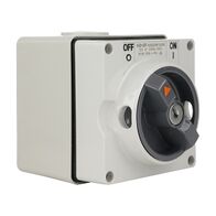 NHP ISO Surface Switch - Key, Lock in ON/OFF, 2 Pole 32A 250V AC, w/ Base, Grey