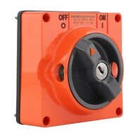 NHP ISO Surface Switch - Key, Lock in ON/OFF, 3 Pole 32A 500V AC, w/o Base, Resistant Orange