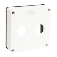 NHP ISO Cover - Cutout (2 x 22 5mm), 1 Gang - Shallow D38mm, Resistant White