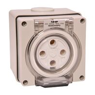 NHP ISO Socket Outlet, 4 Round Pins 40A 500V AC, w/ Base, Grey