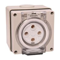 NHP ISO Socket Outlet, 4 Round Pins 50A 500V AC, w/ Base, Grey