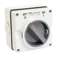 NHP ISO Surface Switch, 1 Pole 2 Way 10A 250V AC, w/ Base, Grey