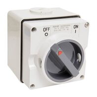 NHP ISO Surface Switch, 4 Pole 20A 500V AC, w/ Base, Grey