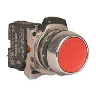 Sprecher and Schuh D7 Pushbutton 22.5 mm Complete Metal MOM Flush Red Cap Non Illuminated 1NC