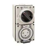 NHP ISO Switched Socket Outlet, 3 Round Pins 20A 250V AC, with Base, GY