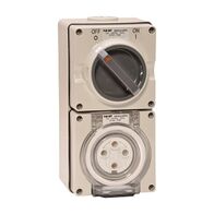NHP ISO Switched Socket Outlet, 4 Round Pins 10A 500V AC, with Base, GY