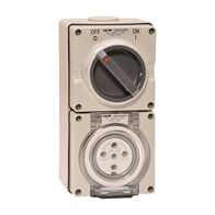 NHP ISO Switched Socket Outlet, 5 Round Pins 10A 500V AC, with Base, GY