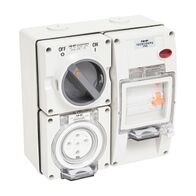 NHP ISO Switched Socket Outlet - RCD, 5 Round Pins 32A 500V AC, with Base, RW