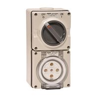 NHP ISO Switched Socket Outlet, 5 Round Pins 40A 500V AC, with Base, GY