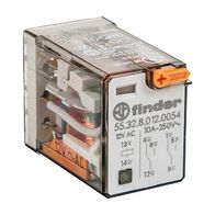 Finder 55 Series Miniature GP Relay 10A 2CO 12V AC Coil with PB plus LED plus Mech Indicator