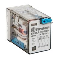 Finder 55 Series Miniature General Purpose Relay 7A 4CO 24V DC Coil with PB plus LED plus Mech Ind