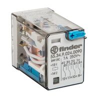 Finder 55 Series Miniature General Purpose Relay 7A 4CO 24V DC Coil with PB plus LED plus Mech Ind