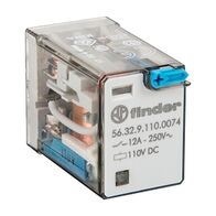 Finder 56 Series Miniature Power Relay 12A 2CO 110V DC Coil with PB plus LED plus Mechanical Ind