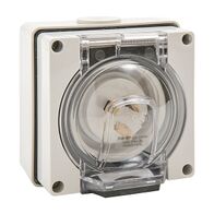 NHP ISO Appliance Inlet, 3 Flat Pins 10A 250V AC, w/ Base 38mm, Grey