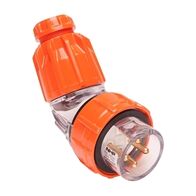 NHP ISO Plug - Angled, 4 Round Pins, 20A 500V AC, Electric Orange