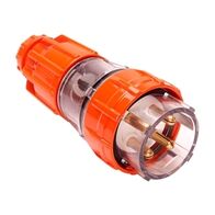 NHP ISO Plug - Straight, 4 Round Pins, 40A 500V AC, Electric Orange