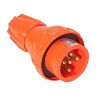 NHP ISO Plug - Straight, 5 Round Pins, 20A 500V AC, Resistant Orange