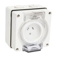NHP ISO Socket Outlet, 2 Flat Pins + 1 Round Earth 10A 250V AC, w/ Base, Grey