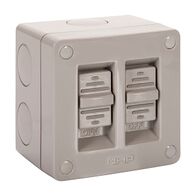 NHP NLINE Surface Switch, Small IP 66 Plastic, 2 Gang, 1 Pole 16A 250V AC