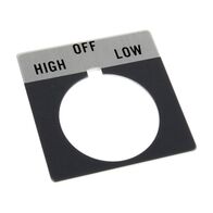 Allen-Bradley 800T Legend Plate 46 x 47mm Gray HIGH OFF LOW for 30.5mm Pushbutton