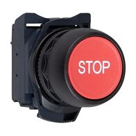 Sprecher and Schuh D7 Pushbutton 22.5 mm Complete Plastic MOM Flush Red Cap STOP Non Ill 1NC