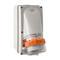 NHP ISO Appliance Inlet, 3 Round Pins 32A 250V AC, with Base 63mm, Grey