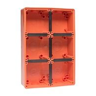 NHP ISO Back Box/Base, 6 Gang (2 x 3) - Large 63mm depth, Resistant Orange