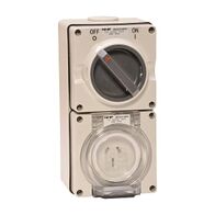 NHP ISO Switched Socket Outlet, 3 Flat Pins 15A 250V AC, w/ Base - Large, GY