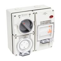NHP ISO Switched Socket Outlet - RCD, 3 Flat Pins 15A 250V AC, w/ Base,RW