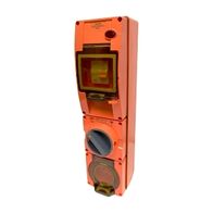 NHP ISO Switched Socket Outlet - RCD, 3 Flat Pins 15A 250V AC, w/ Base - Inline, RO