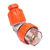 NHP ISO Plug - Angled, 4 Round Pins, 32A 500V AC, Electric Orange