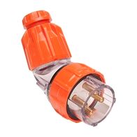 NHP ISO Plug - Angled, 4 Round Pins, 40A 500V AC, Electric Orange
