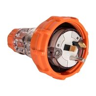 NHP ISO Plug - Straight, 2 Flat Pins 1 Round Earth, 10A 250V AC, Electric Orange